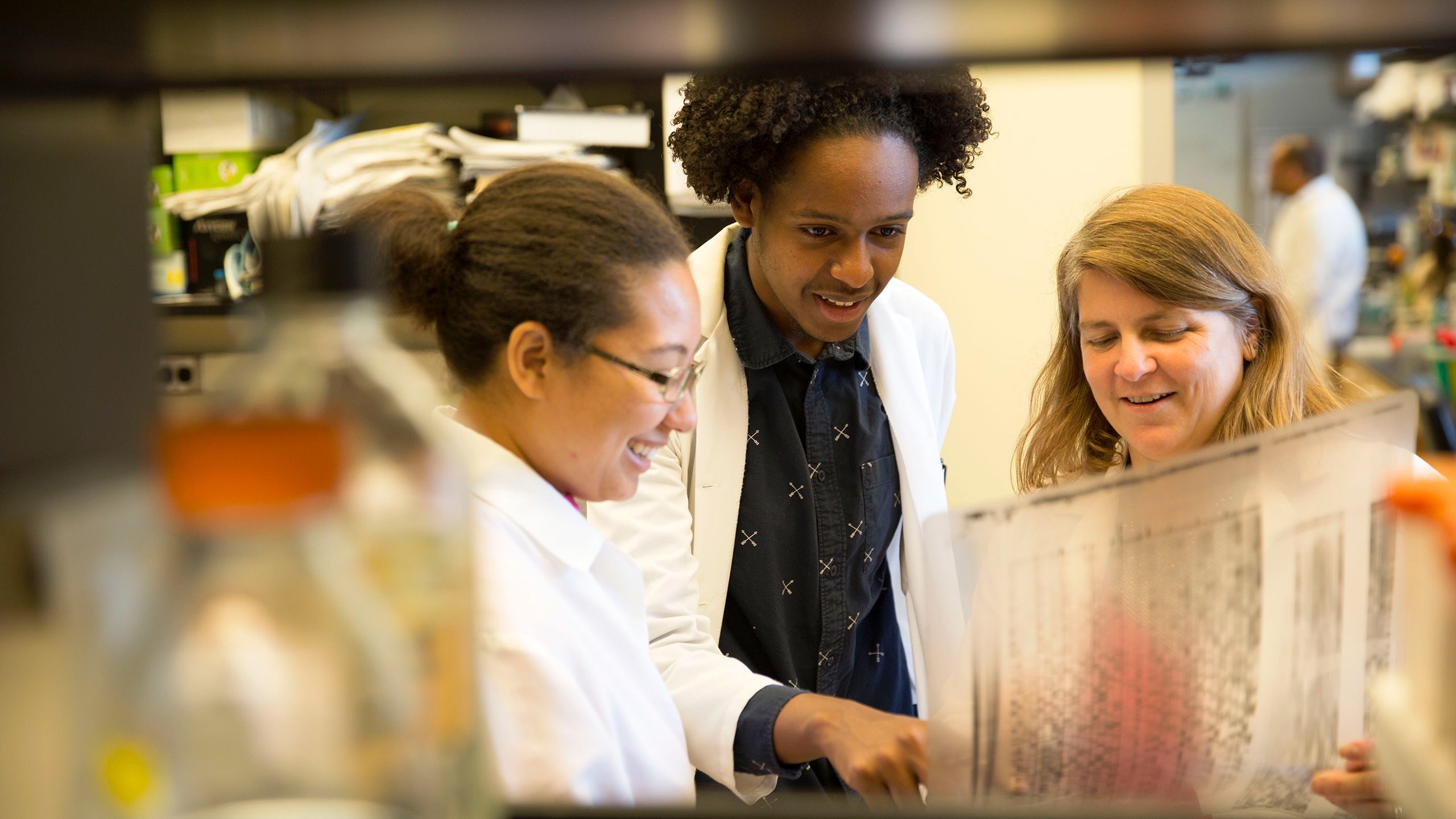 students working with Professor Anita Corbett in her lab